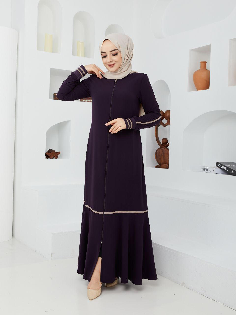 فستان نظام عباءة ناعمة ومميزة بجودة ممتازة لون بنفسجي