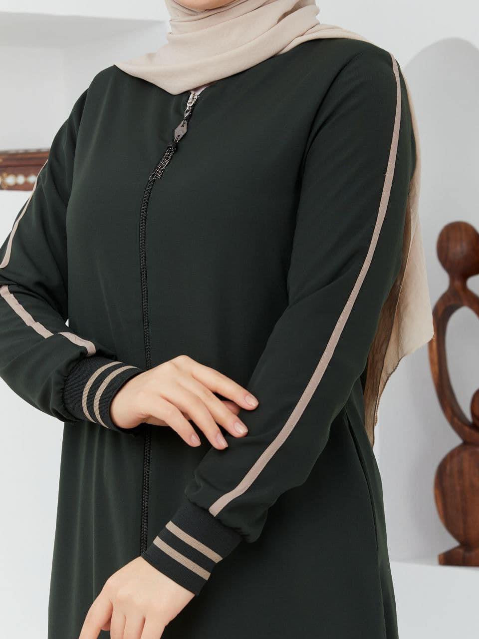 فستان نظام عباءة ناعمة ومميزة بجودة ممتازة لون زيتي