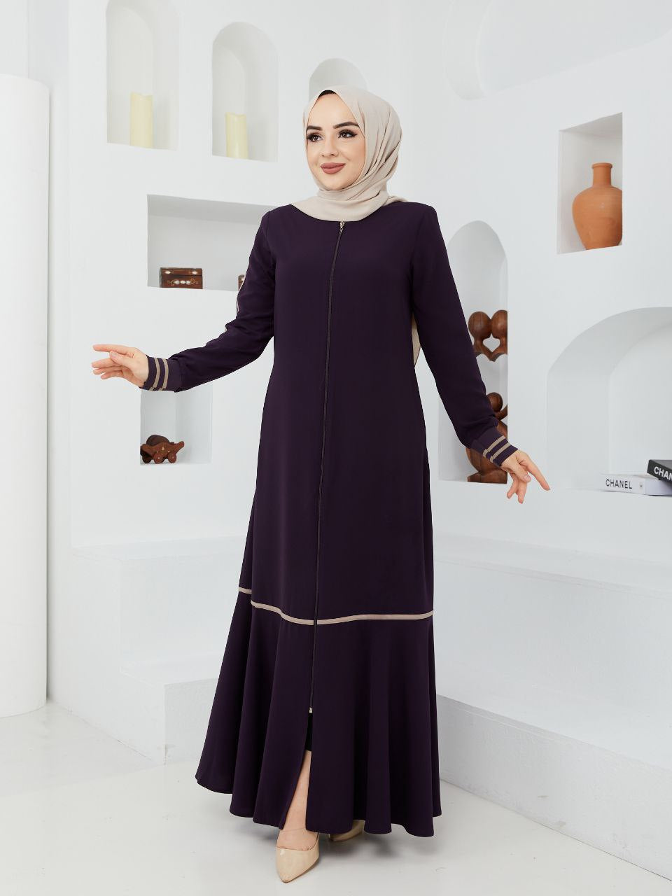 فستان نظام عباءة ناعمة ومميزة بجودة ممتازة لون بنفسجي